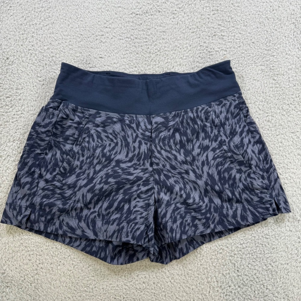 Athleta‎ Womens Trekki North Printed Short Size 6 Navy Blue Athletic Shorts